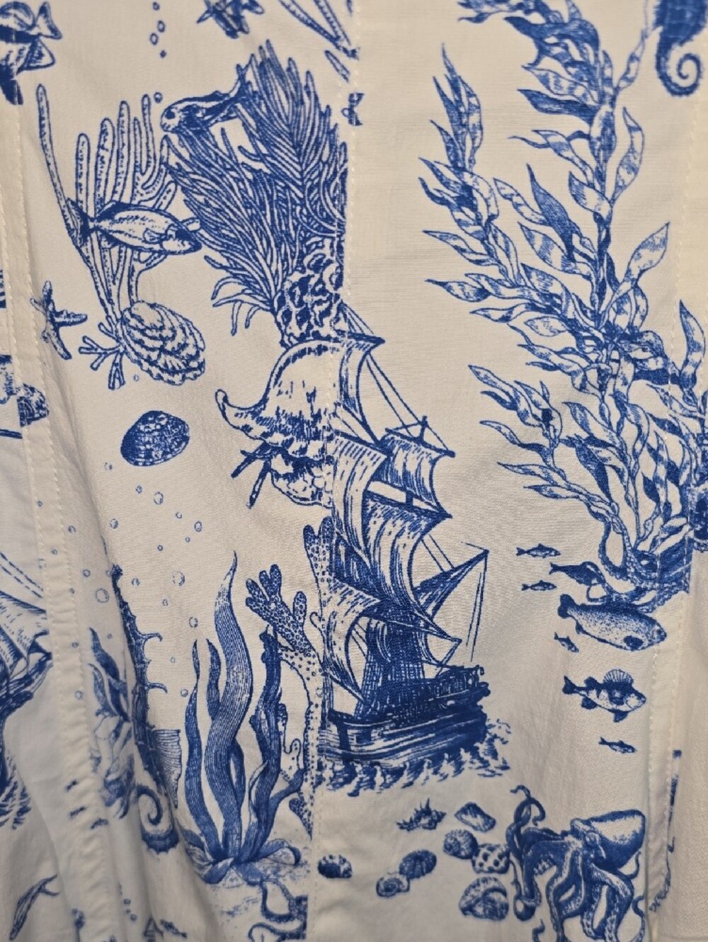Avec Les Filles Blue and White Toile Midi Dress Size 8 - Picture 6 of 9